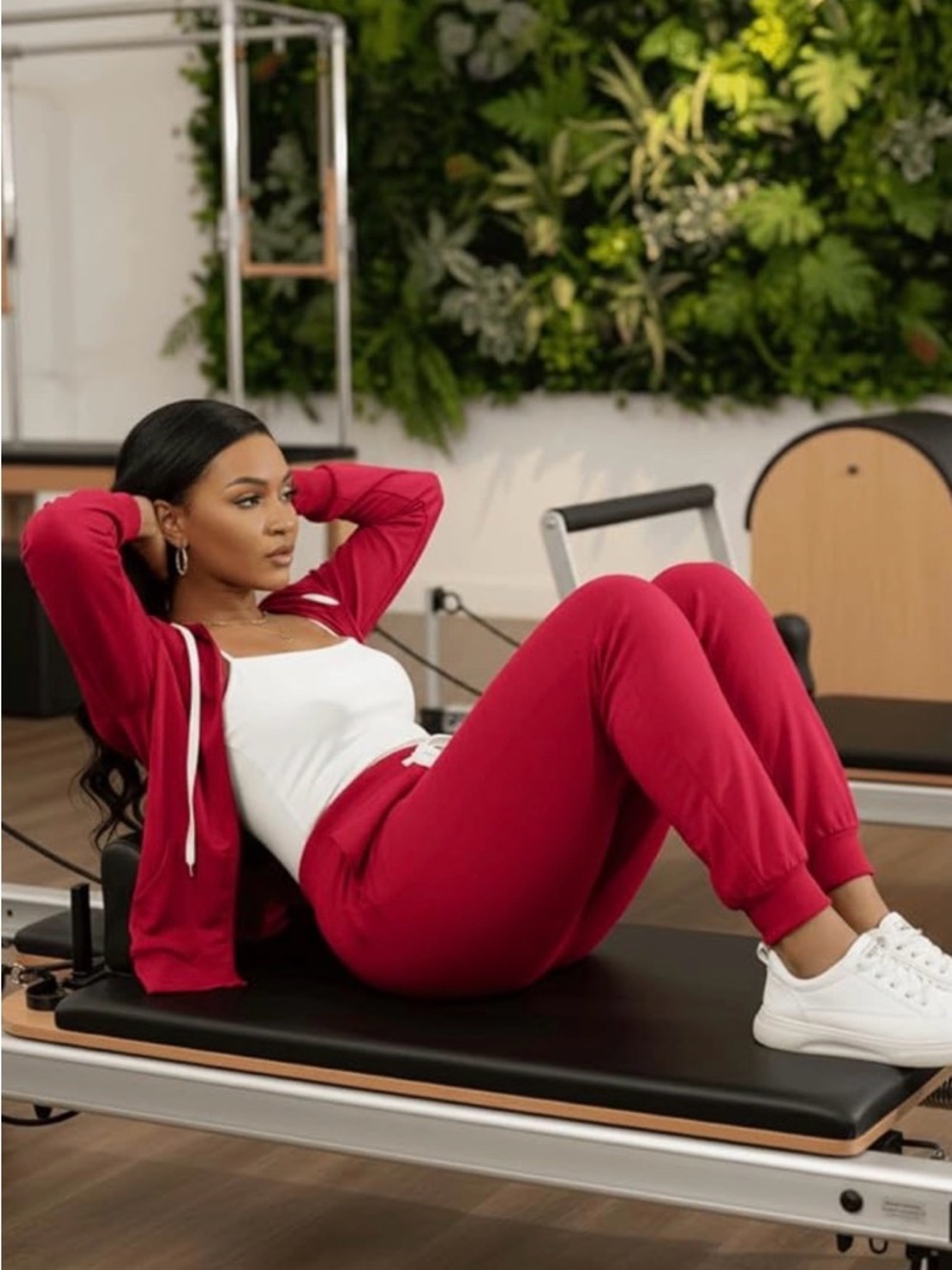 Red 2 Piece Tracksuit Set Zip Hoodie & Jogger Pants Lounge Set - Picture 4 of 5